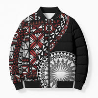 Red Tongan Ngatu Fonulei Pattern Bomber Puffer Jacket - Polynesian Pride