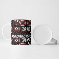 Red Tongan Ngatu Fonulei Pattern Ceramic Mug - Polynesian Pride