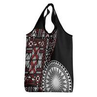 Red Tongan Ngatu Fonulei Pattern Grocery Bag