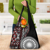 Red Tongan Ngatu Fonulei Pattern Grocery Bag
