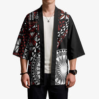 Red Tongan Ngatu Fonulei Pattern Kimono - Polynesian Pride