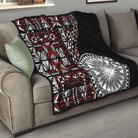 Red Tongan Ngatu Fonulei Pattern Quilt