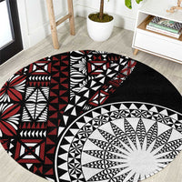 Red Tongan Ngatu Fonulei Pattern Round Carpet LT9 Red - Polynesian Pride