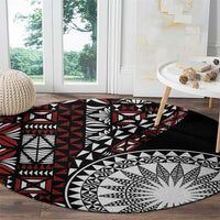 Red Tongan Ngatu Fonulei Pattern Round Carpet LT9 - Polynesian Pride