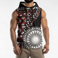 Red Tongan Ngatu Fonulei Pattern Sleeveless Hoodie - Polynesian Pride