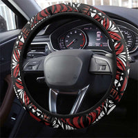 Red Tongan Ngatu Fonulei Pattern Steering Wheel Cover
