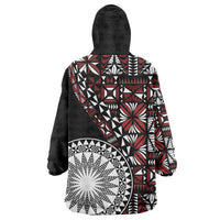 Red Tongan Ngatu Fonulei Pattern Wearable Blanket Hoodie
