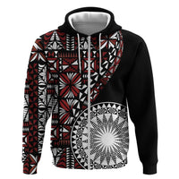 Red Tongan Ngatu Fonulei Pattern Zip Hoodie LT9 Zip Hoodie Red - Polynesian Pride