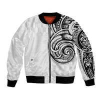 Hawaii and Japanese Culture Personalised Bomber Jacket With Polynesian Tribal Tattoo Style LT9 Unisex White - Polynesian Pride