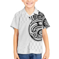 Hawaii and Japanese Culture Personalised Family Matching Long Sleeve Bodycon Dress and Hawaiian Shirt With Polynesian Tribal Tattoo Style LT9 Son's Shirt White - Polynesian Pride