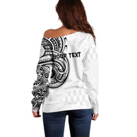 Hawaii and Japanese Culture Personalised Off Shoulder Sweater With Polynesian Tribal Tattoo Style