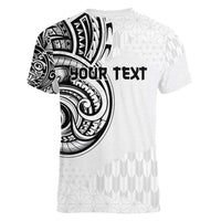 Hawaii and Japanese Culture Personalised Women V-Neck T-Shirt With Polynesian Tribal Tattoo Style