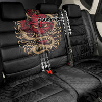 Hawaii and Japanese Oni Mask Personalised Back Car Seat Cover Kakau Pattern Dark Art Style