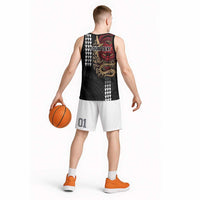 Hawaii and Japanese Oni Mask Personalised Basketball Jersey Kakau Pattern Dark Art Style - Polynesian Pride