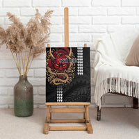 Hawaii and Japanese Oni Mask Personalised Canvas Wall Art Kakau Pattern Dark Art Style