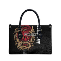 Hawaii and Japanese Oni Mask Personalised Leather Bag Kakau Pattern Dark Art Style - Polynesian Pride