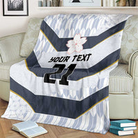 Japan Pacific Rugby 2022-23 Custom Blanket Black Sakura Japanese Wave Pattern