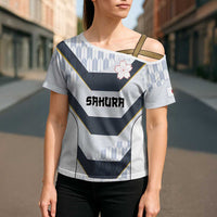 Japan Pacific Rugby 2022-23 Custom Cross Shoulder Shirt Black Sakura Japanese Wave Pattern - Polynesian Pride