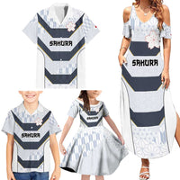 Japan Pacific Rugby 2022-23 Custom Family Matching Summer Maxi Dress and Hawaiian Shirt Black Sakura Japanese Wave Pattern