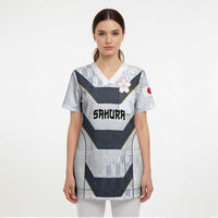 Japan Pacific Rugby 2022-23 Custom Scrub Top Black Sakura Japanese Wave Pattern - Polynesian Pride