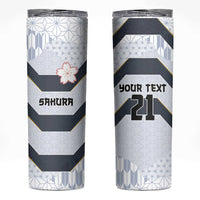 Japan Pacific Rugby 2022-23 Custom Skinny Tumbler Black Sakura Japanese Wave Pattern LT9 Black - Polynesian Pride