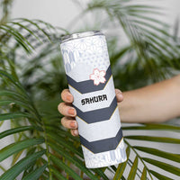Japan Pacific Rugby 2022-23 Custom Skinny Tumbler Black Sakura Japanese Wave Pattern LT9 - Polynesian Pride