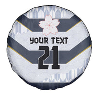 Japan Pacific Rugby 2022-23 Custom Spare Tire Cover Black Sakura Japanese Wave Pattern