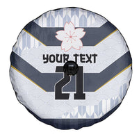 Japan Pacific Rugby 2022-23 Custom Spare Tire Cover Black Sakura Japanese Wave Pattern