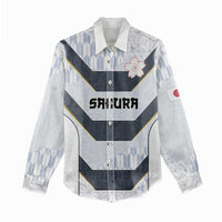 Japan Pacific Rugby 2022-23 Custom Women Casual Shirt Black Sakura Japanese Wave Pattern LT9 - Polynesian Pride