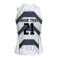 Japan Pacific Rugby 2022-23 Custom Women Sleeveless Polo Shirt Black Sakura Japanese Wave Pattern LT9 - Polynesian Pride