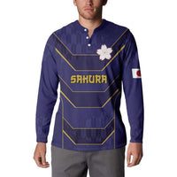 Japan Pacific Rugby 2022-23 Custom Button Sweatshirt Blue Sakura Japanese Wave Pattern