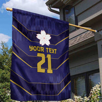 Japan Pacific Rugby 2022-23 Custom Garden Flag Blue Sakura Japanese Wave Pattern