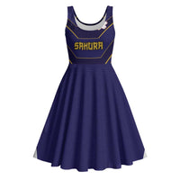 Japan Pacific Rugby 2022-23 Custom Midi Dress Blue Sakura Japanese Wave Pattern - Polynesian Pride