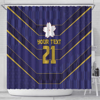 Japan Pacific Rugby 2022-23 Custom Shower Curtain Blue Sakura Japanese Wave Pattern