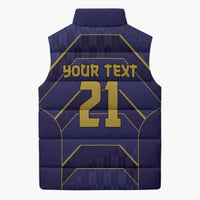 Japan Pacific Rugby 2022-23 Custom Sleeveless Puffer Jacket Blue Sakura Japanese Wave Pattern - Polynesian Pride