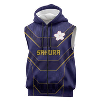 Japan Pacific Rugby 2022-23 Custom Sleeveless Zip Hoodie Blue Sakura Japanese Wave Pattern - Polynesian Pride