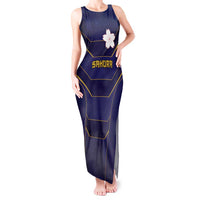 Japan Pacific Rugby 2022-23 Custom Tank Maxi Dress Blue Sakura Japanese Wave Pattern