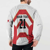 Japan Pacific Rugby 2022-23 Custom Button Sweatshirt Red Sakura Japanese Wave Pattern