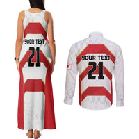 Japan Pacific Rugby 2022-23 Custom Couples Matching Tank Maxi Dress and Long Sleeve Button Shirt Red Sakura Japanese Wave Pattern