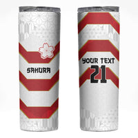 Japan Pacific Rugby 2022-23 Custom Skinny Tumbler Red Sakura Japanese Wave Pattern LT9 Red - Polynesian Pride
