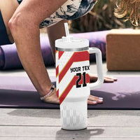 Japan Pacific Rugby 2022-23 Custom Tumbler With Handle Red Sakura Japanese Wave Pattern