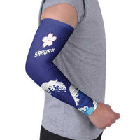 Japan Pacific Rugby Custom Arm Sleeves Go Sakura Japanese Wave Pattern - Polynesian Pride
