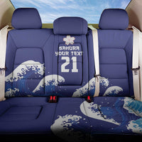 Japan Pacific Rugby Custom Back Car Seat Cover Go Sakura Japanese Wave Pattern