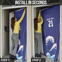 Japan Pacific Rugby Custom Door Cover Go Sakura Japanese Wave Pattern - Polynesian Pride