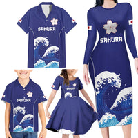 Japan Pacific Rugby Custom Family Matching Long Sleeve Bodycon Dress and Hawaiian Shirt Go Sakura Japanese Wave Pattern LT9 - Polynesian Pride