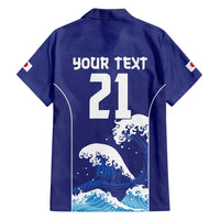Japan Pacific Rugby Custom Family Matching Off The Shoulder Long Sleeve Dress and Hawaiian Shirt Go Sakura Japanese Wave Pattern