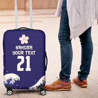 Japan Pacific Rugby Custom Luggage Cover Go Sakura Japanese Wave Pattern