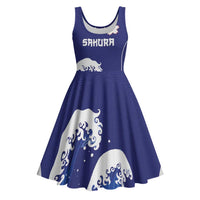 Japan Pacific Rugby Custom Midi Dress Go Sakura Japanese Wave Pattern - Polynesian Pride
