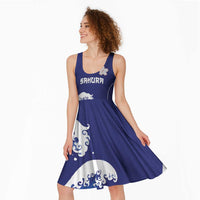 Japan Pacific Rugby Custom Midi Dress Go Sakura Japanese Wave Pattern - Polynesian Pride
