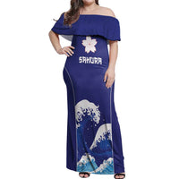 Japan Pacific Rugby Custom Off Shoulder Maxi Dress Go Sakura Japanese Wave Pattern